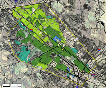 A map showing land that is protected and land that has been recommended for protection.